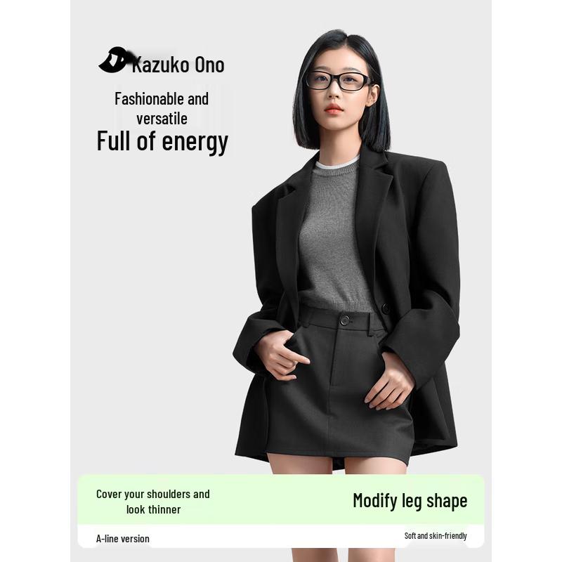 Xiaoye Hezi Women s High-Waist A-Line Suit Mini Skirt S