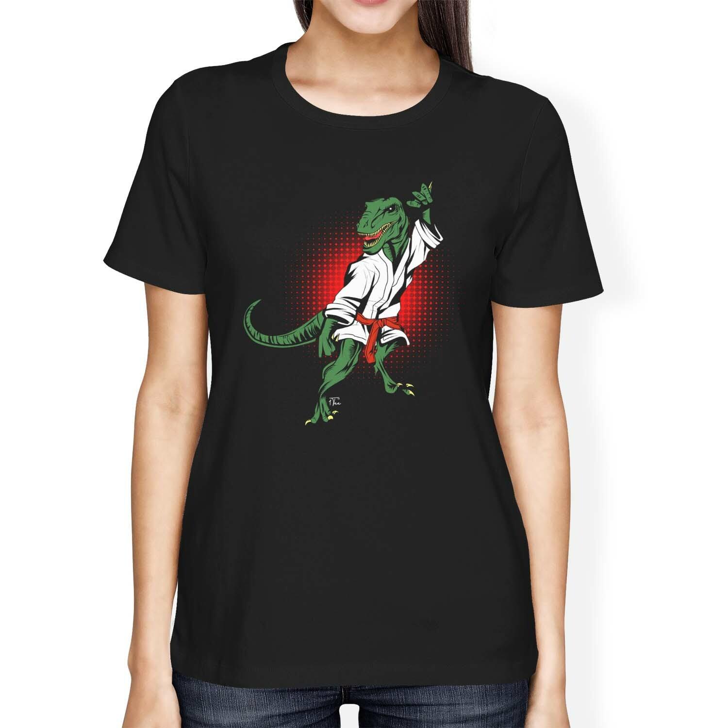 1Tee Womens Loose Fit T-Rex Dinosaur Karate T-Shirt XL