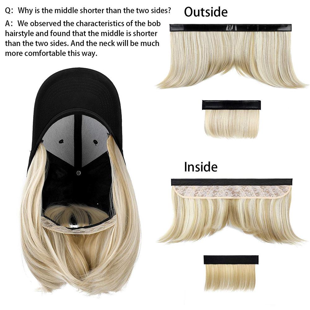 Damen Bob Perückenkappe mit Schirmmütze, All-in-One Kurzhaar Baseballkappe Perücke, Ganzjahres Universelles Vollkopf Synthetisches Haarteil für Tägliche Mode