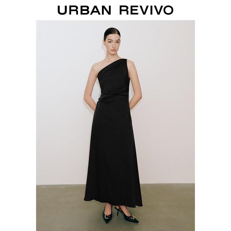 UR2026 Women s Pleated Off-Shoulder Dress L