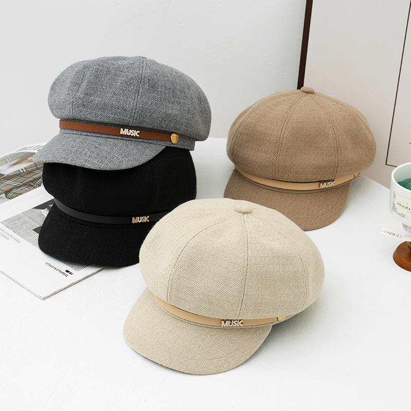 Octagonal Beret Women's Autumn/Winter New Painter's Cap, Newsboy Hat, Big Head Circle, Face-Enhancing Small Baseball Cap