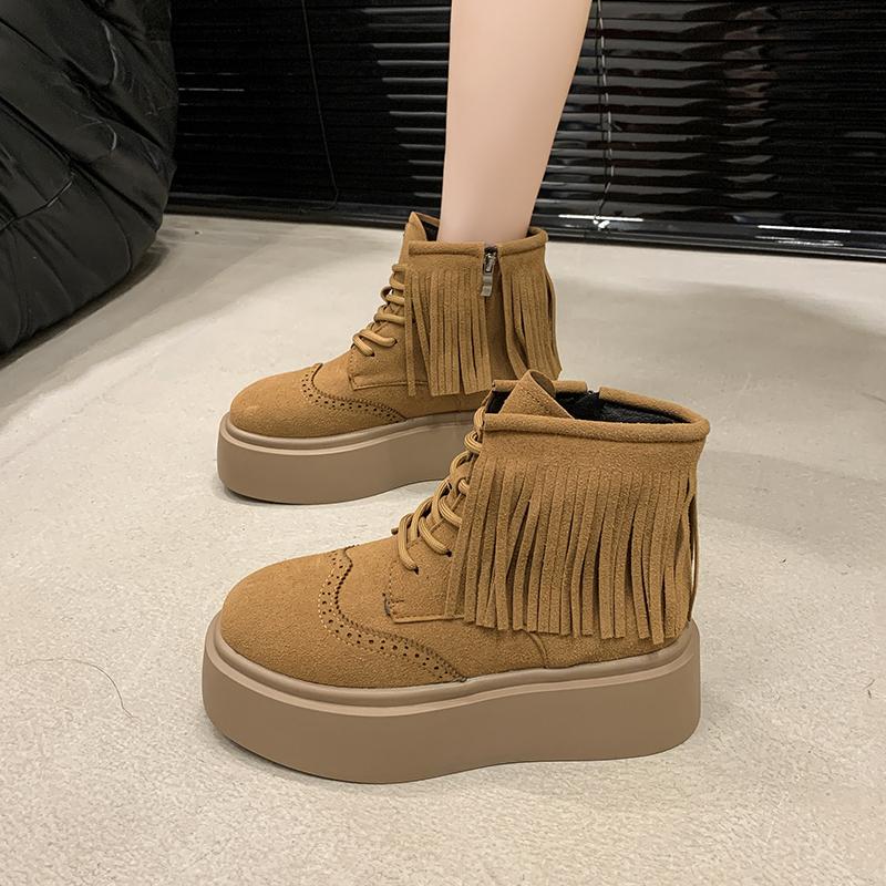 Fashion 2024 New Autumn Thick-soled Women's Fashionable and Casual Solid Color Short-leg Ankle-length Fashion Boots