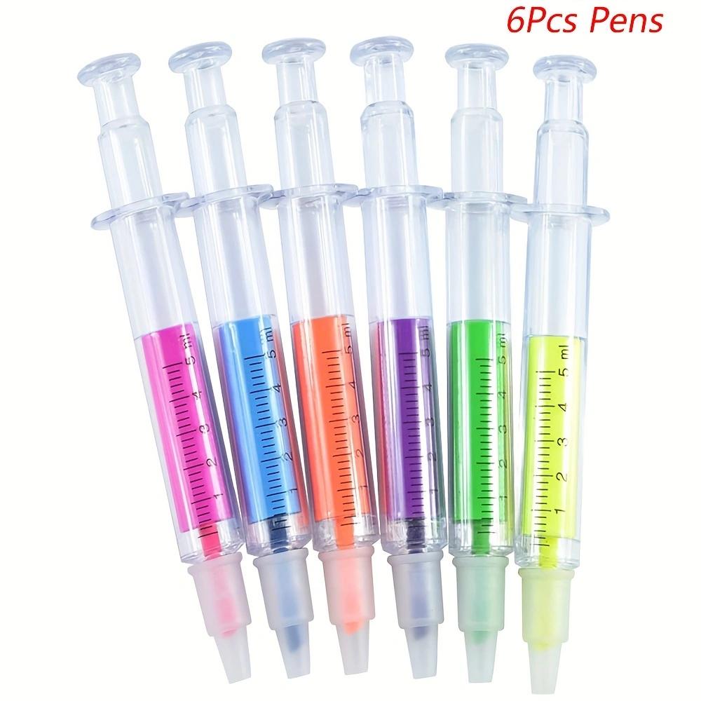 

6pcs Color Highlighters And Syringes Fluorescent Needles Watercolor Syringes Highlighters For Office School Marker Writing Tools