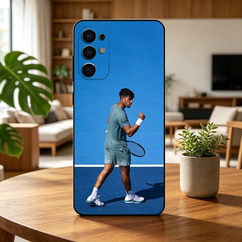 TenniS Carlos Alcaraz Phone Case Black Silicone Soft For Samsung S25,S24,S21,S22,S23,S30,Ultra,S20,Plus,Fe,Lite