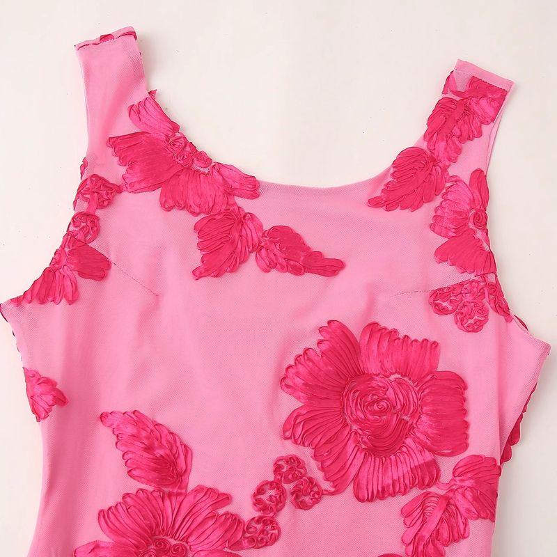 Jnleaog Autumn New Women's Clothing Fashion Style Stylish Easiest for Match Mesh Three-Dimensional Plate Flower Sheath Dress