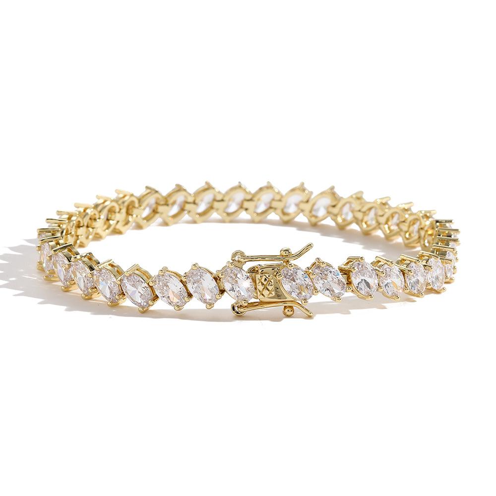 Luxury Micro Pave Setting High Quality Zircon Hip Hop Tennis Chain Bracelet Women 18K Gold Plated Jewelry