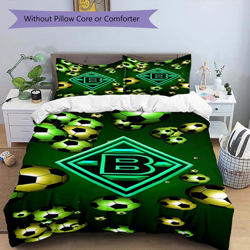 3pcs Duvet Cover Set (1*Duvet Cover + 2*Pillowcase, Without Core), Borussia Monchengladbach Print Bedding Set, Bedroom Decor, All‑Season, Birthday Gif