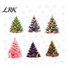Transparent Christmas Window Film 6Pcs Colorful Tree Snowflake Static Sticker, PVC Cling, Removable Decal Stickers for Home Holiday Decoration,