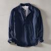 Shirt Top Men's Casual Shirt Korean Version Slim Fit Solid Color Stand-up Collar Pullover Commuter Shirt Men