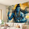 2D Abstraktní Hinduistický Bůh Šiva Gobelín Trishul Malba Závěs na Zeď