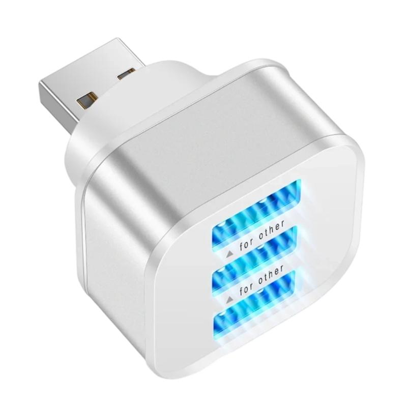 

USB2.0 Адаптер 3 Порти USB Розширювач Швидка Зарядка Множинний USB Розгалужувач Автомобільний Адаптер Мобільний Живлення Розширювач Конектор срібний
