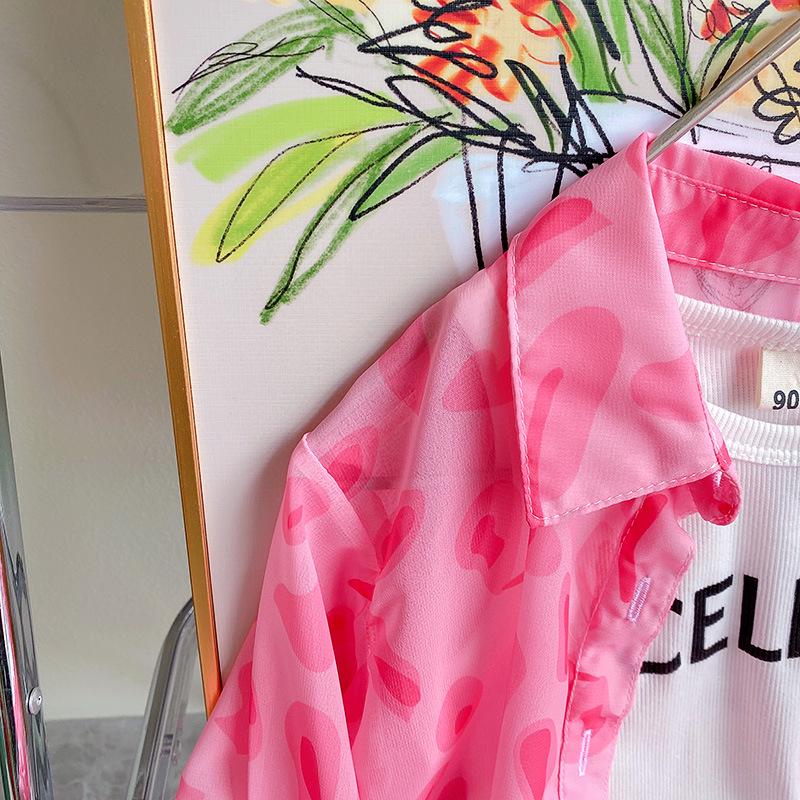 New Baby Girl Leopard Print Sun Protection Set - Long Sleeve Two-Piece