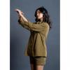 Women’s Olive Cotton 2pcs Set Casual Oversized Shirt Shorts Set Summer Outfit for Travel Lounge Wear Daily Wear