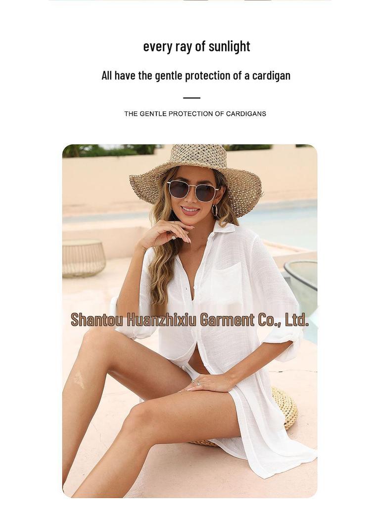 European & American Women's Summer Bikini Cover-up: Knitted Beach Cardigan