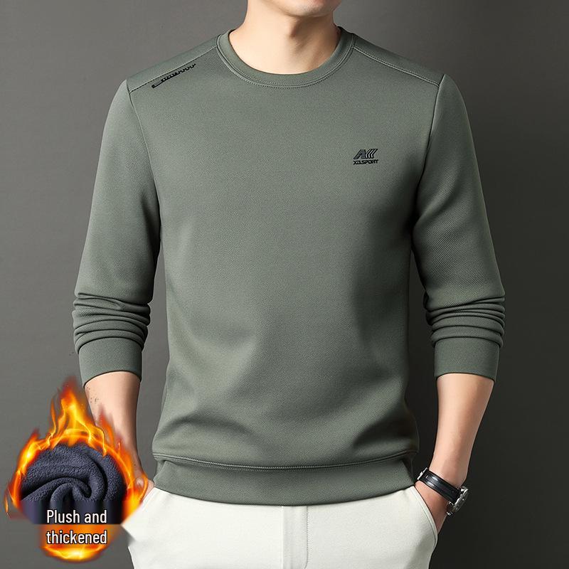 2025 Herren Fleece-gefüttertes lässiges Rundhals warmes Sweatshirt Langarm-T-Shirt Winterkollektion