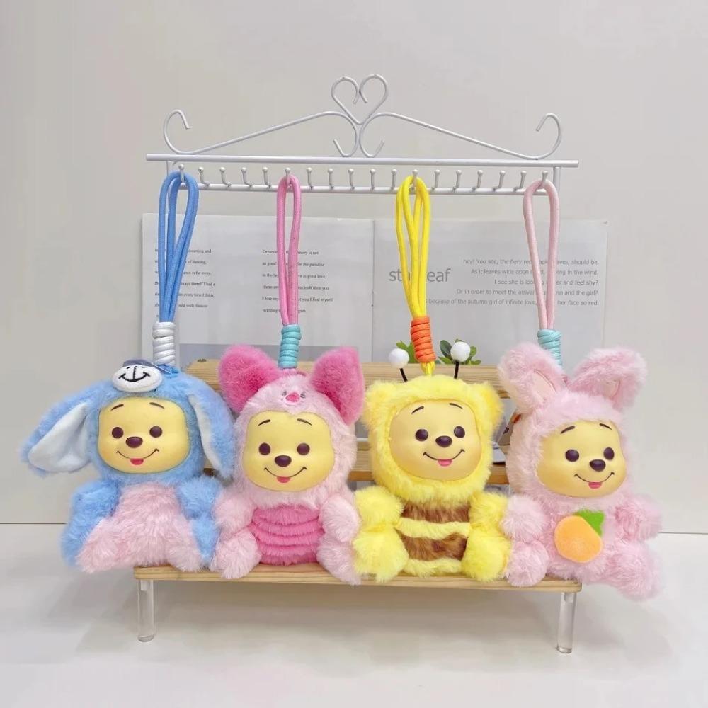 Anime Cartoon 12cm Winnie Pooh Hand Rope Series Plush Keychain  Cute Doll Accessories Trendy Christmas Birthday Toys Gift
