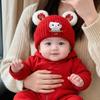 Adorable Festive Red Winter Hat for Infants & Toddlers – Cozy Ear Protection for New Year & First Birthday