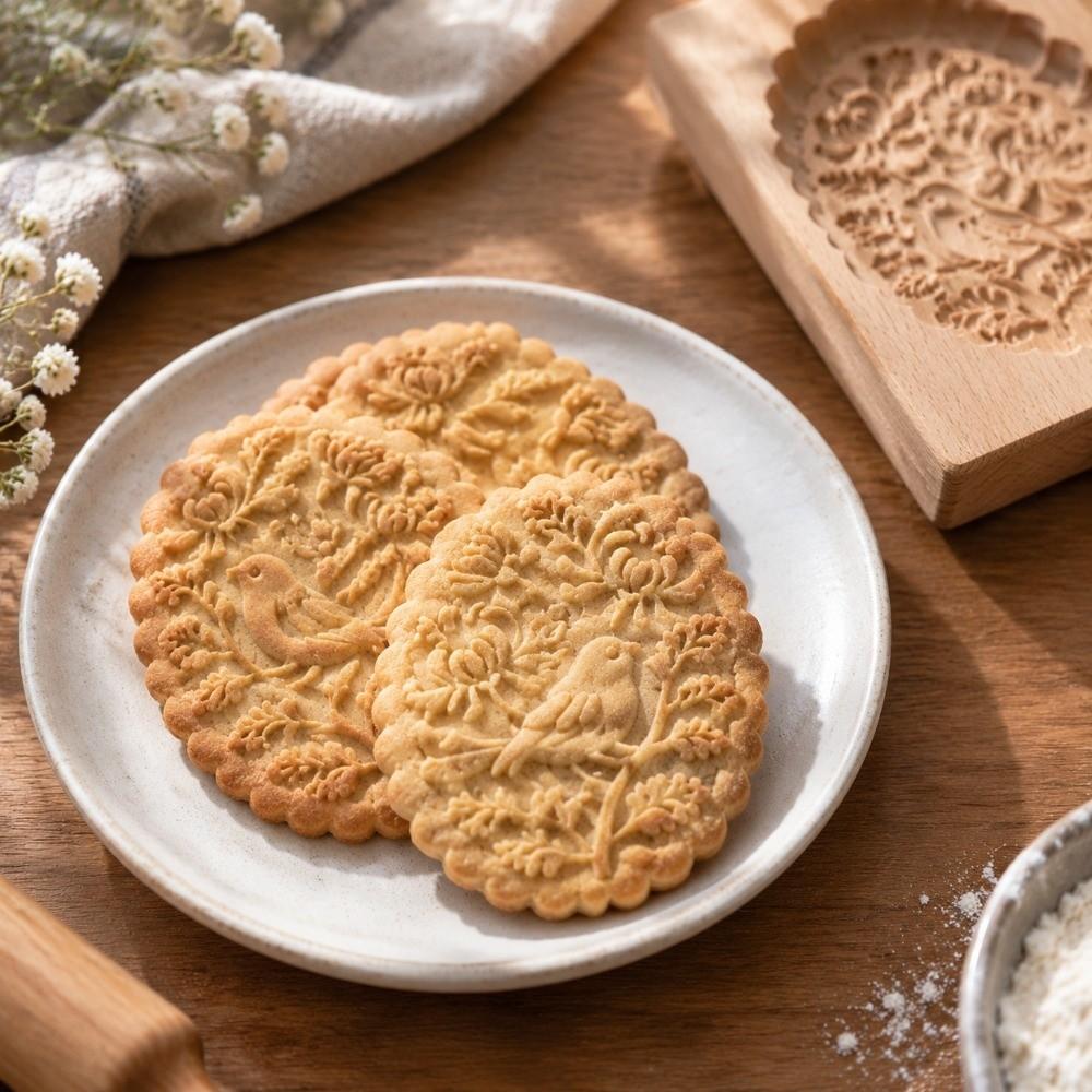 1pcs 3D Design Wooden Cookie Mold Carved Bird Pattern Biscuit Stamp Mould For Baking
