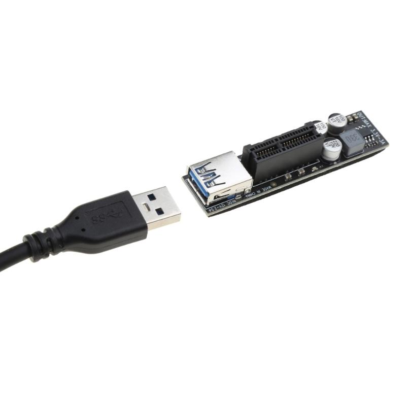 Graphics Cards Connector MINI PCI-E to PCI-E X1 Card Extension Port Adapter Riser Card with 30cm USB 3.0 Cable Durable