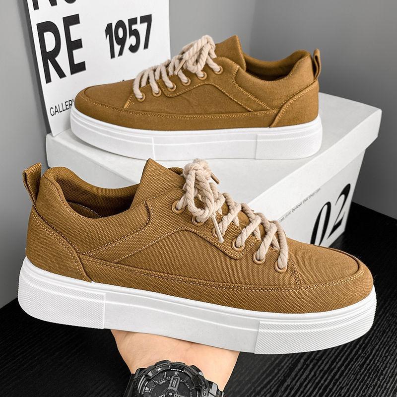 Fashion Youth Men's Student Board Shoes 2025 New Solid Comfortable Flats Casual Shoes Lace-up Round-toe Sneakers Tenis Masculino