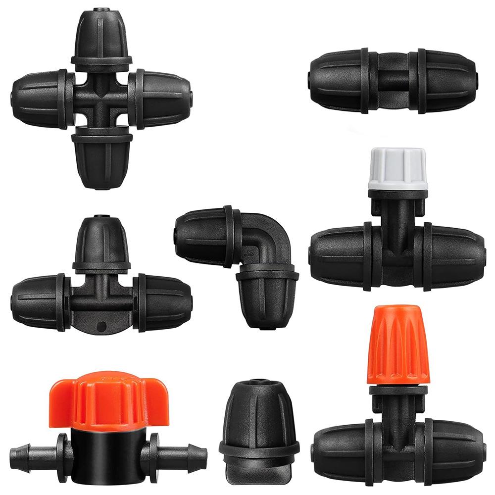 47 Series 4mm Pipe Connector with Lock Buckle - Straight Tee Drip Irrigation Auto Waterer