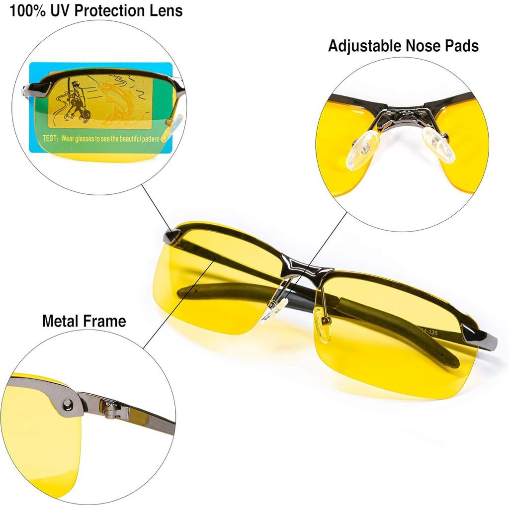 Night Driving Glasses Anti Glare Polarized - Night Vision Tac Glasses - Stylish Case for Driving Nighttime