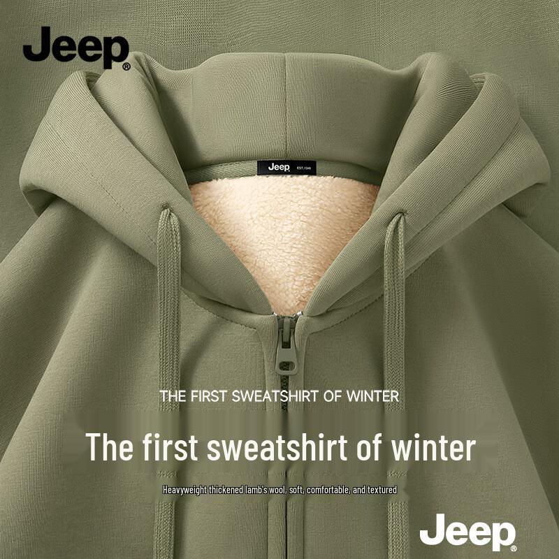JEEP Men s Winter Lambswool Hooded Cardigan Sweatshirt L