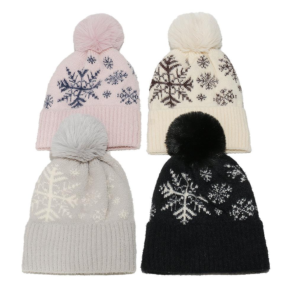Custom Children Unisex Winter Knit Beanie with Pom Christmas Holiday Warm Lined Velvet Thickened Outdoor Ski Digital Printing