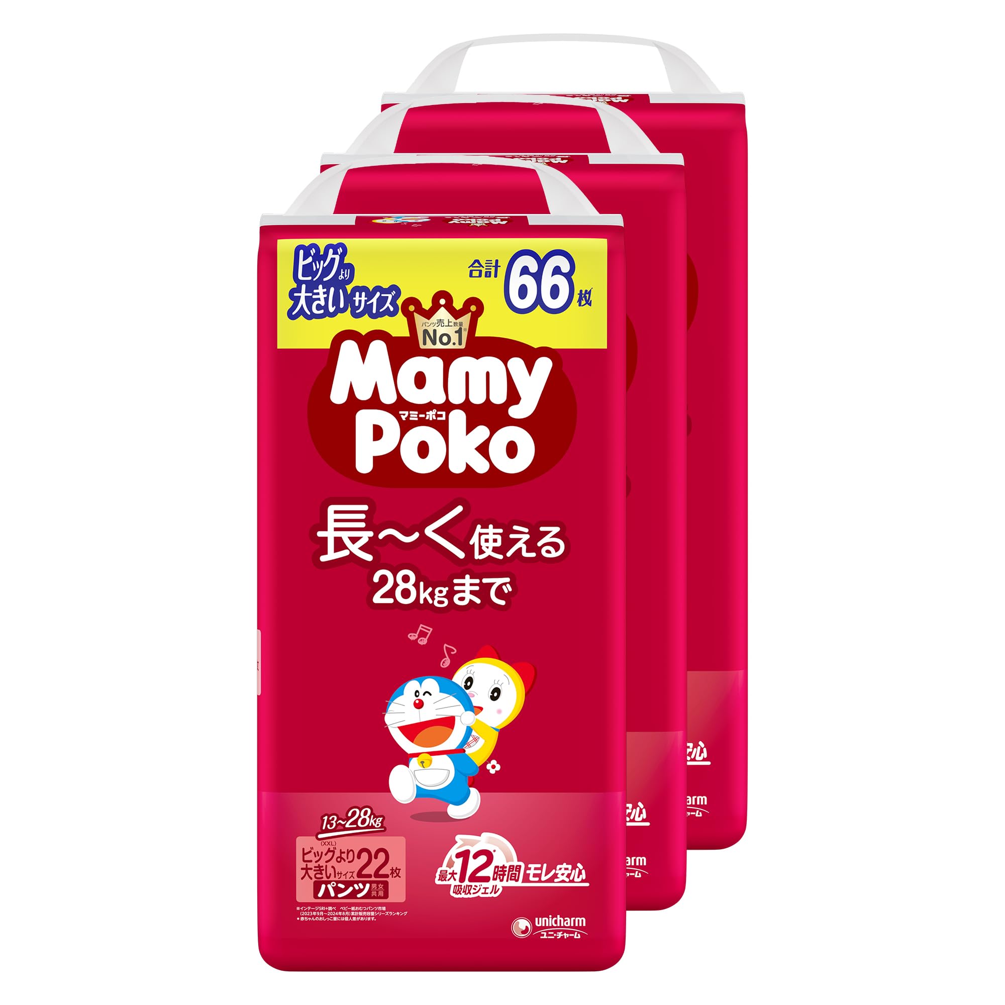

[Bigger than Pants Big] MamyPoko Pants Doraemon Diapers (13-28kg) 66 diapers (22 diapers x 3 cases) [Amazon.co.jp Exclusive]