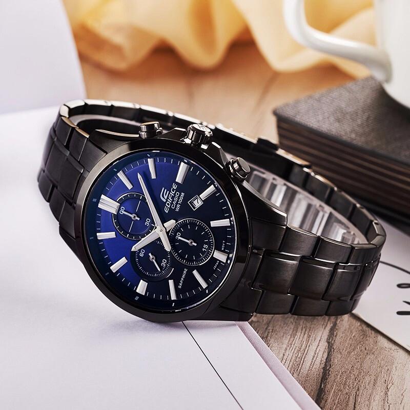 Casio EDIFICE Series Three-disc Six-hand Sapphire Mirror Classic Waterproof Quartz Movement Stainless Steel Strap Japanese and Korean EFB-660DC-2AVUPR