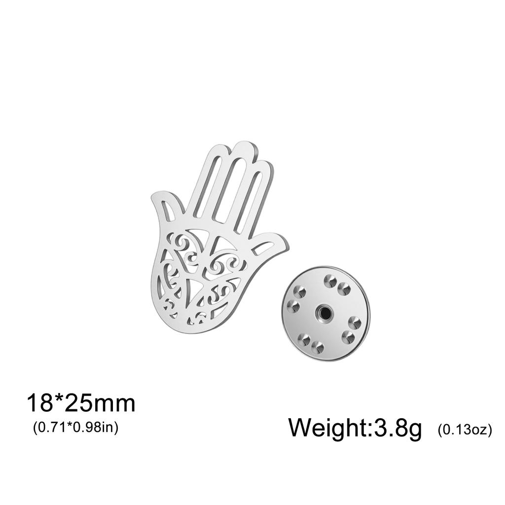 Trend Hollow Hamsa Fatima Hand Metal Pins Stainless Steel Brooch Women Men Suit Backpack Badge Accessories Lucky Jewelry Gifts