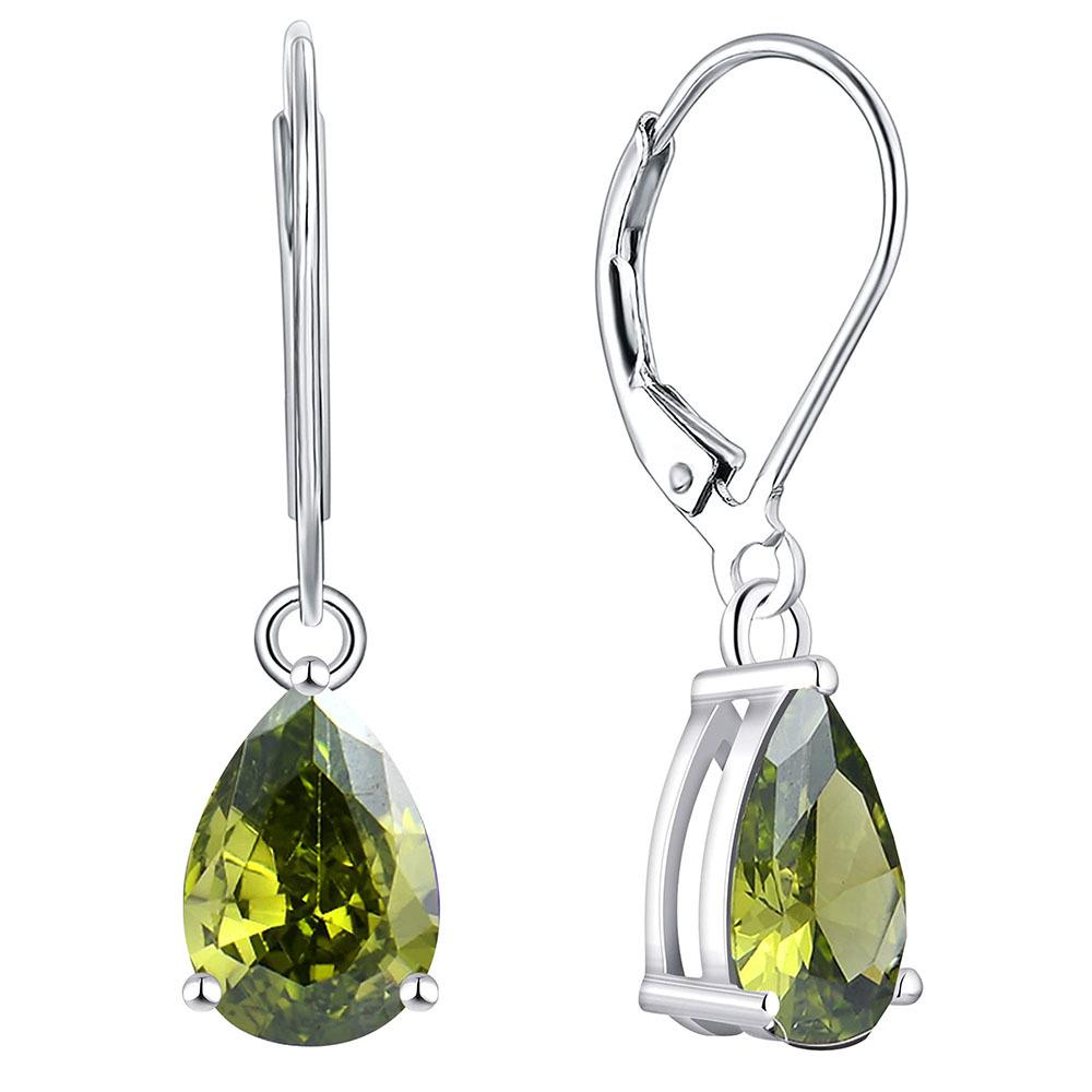 Copper Inlaid Zircon Teardrop Earrings, 925 Sterling Silver, European American Fashion, Women's Gift