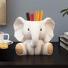 Cute Elephant Pen Holder Ornaments Makeup Brush Lipstick Birthday Gift Stationery Storage Box Office Desktop Student