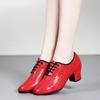 Genuine Leather Women Dance Shoes Heels 3.5CM Lace-Up  Women's Latin Dance Shoes /Rubber Sole 5CM Dance Shoe High Quality