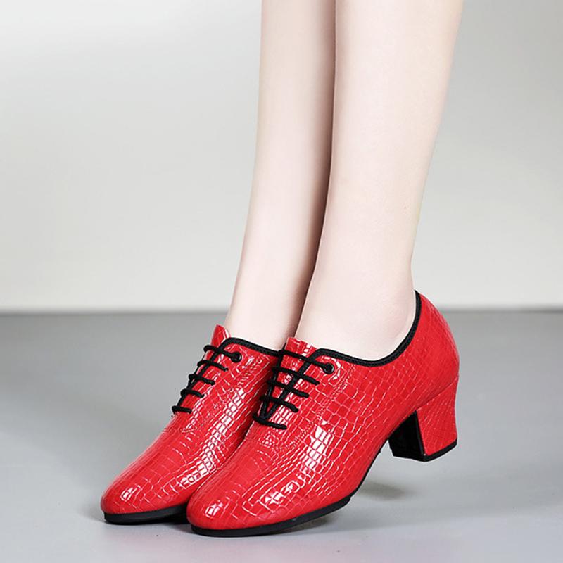 Genuine Leather Women Dance Shoes Heels 3.5CM Lace-Up  Women's Latin Dance Shoes /Rubber Sole 5CM Dance Shoe High Quality