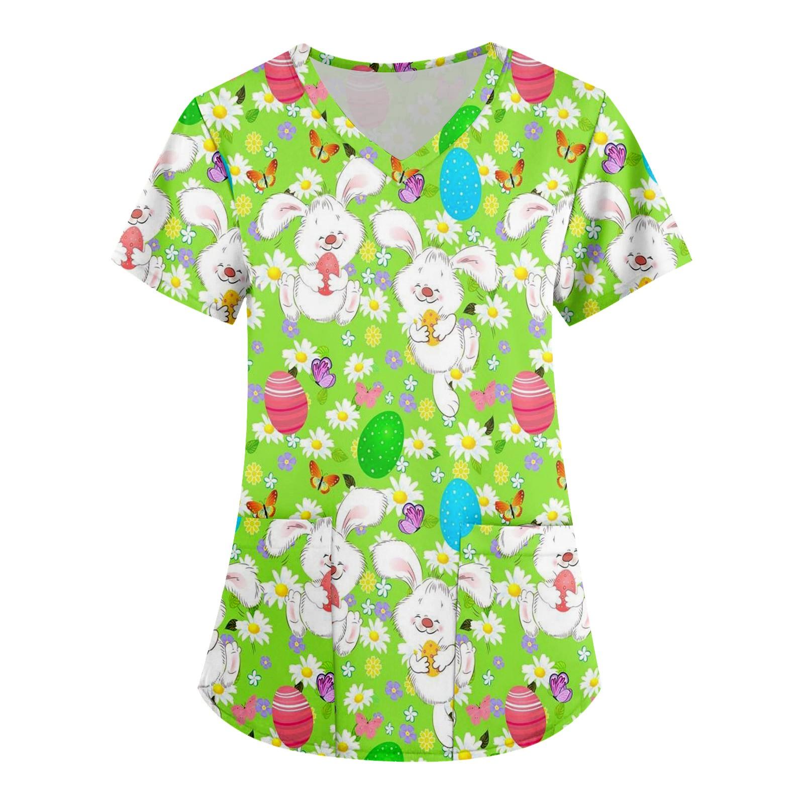 Women s Printing Uniform Work Uniform V-Neck Pocket Protective Work Uniform XXXL