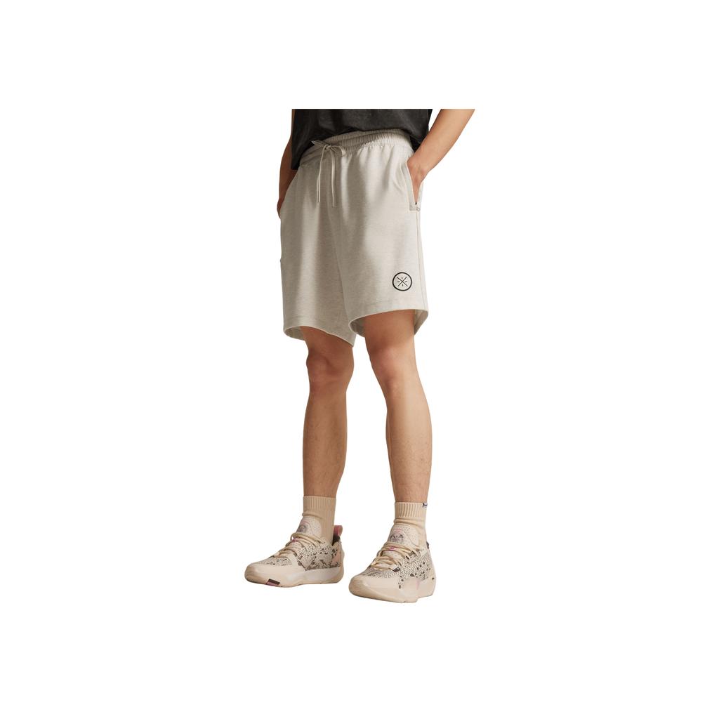 Li-Ning Basketball Series Letter Mid-Waist Breathable Lace-Up Versatile Five-Point Casual Shorts Men shorts Flower-Gray Tile-Gray AKSV023-2