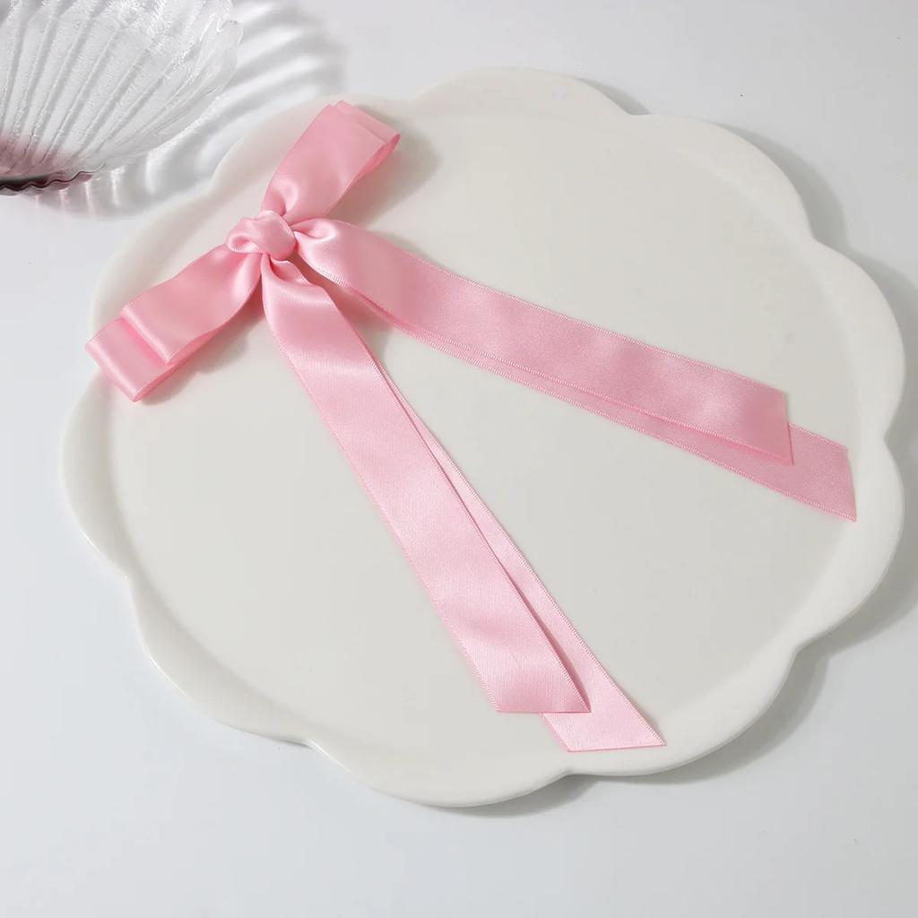 Women Elegant Bow Ribbon Hair Clip Fashion Solid Satin Clips Simple Bowknot Hairpins Barrettes Hair Accessories for Girls