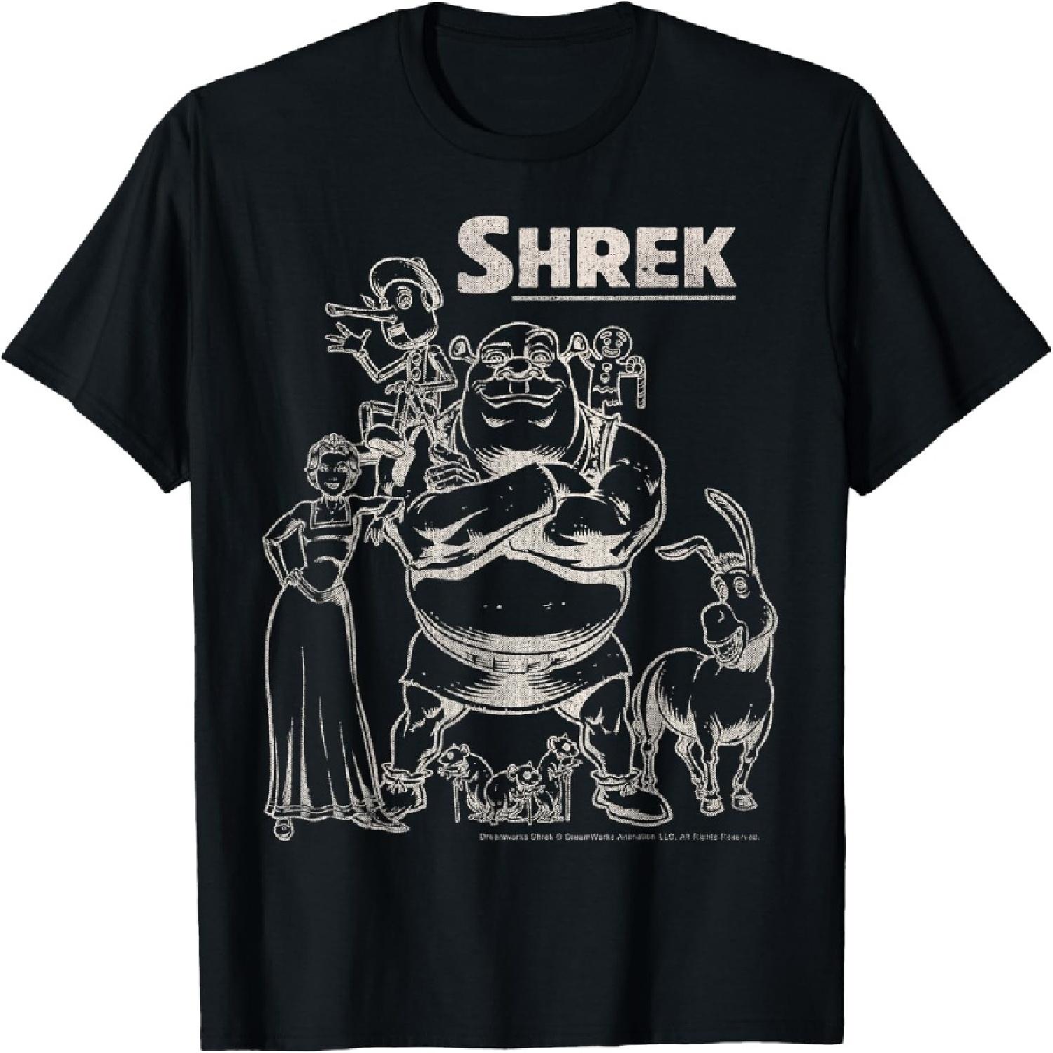 Футболка с групповым портретом Шрека в выцветшем стиле S