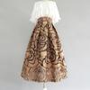 Kaki Geometrische Vintage Hoge Taille Avondjurk A-lijn Losse Damesrok Knielengte Lange Rokken voor Dames Kleding Mode