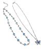 Collier Papillon Cristal Bleu Romantique pour Femmes Filles Ras de Cou Bicouche Chaîne Clavicule Pendentif Délicat Zircon Scintillant Mode