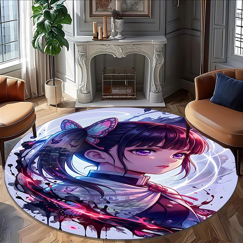 1pc Tsuyuri Kanawo Carpet, Round Rug, Comfortable, Suitable for Entryways, Living Rooms, Office, And Bedrooms, Christmas Decoration