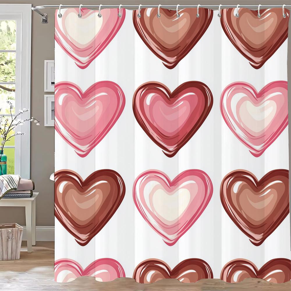 1ks Moderní Růžová Mašle Sprchový Závěs Koupelnové Závěsy S Háčky, Tištěný Závěs Dívčí Domácí Dekorace Závěs