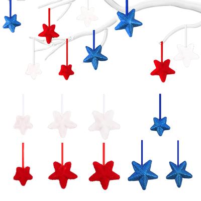 Glitter Star Picks Foam Sparkly Sticks Patriotic Star Picks White Red Blue Star Shaped Ornament Independence Day Party Favors