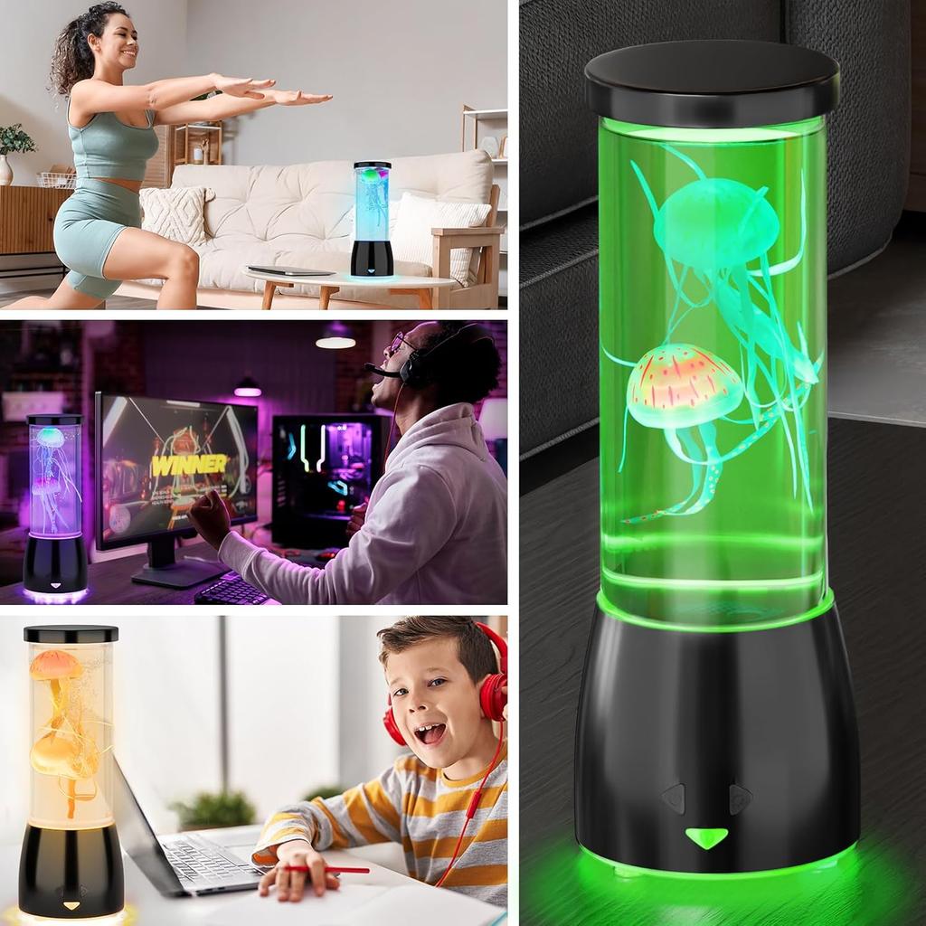 ROSHWEY Jellyfish Lamp Aquarium - 16 Color Large Jelly Fish Tank Light Christmas Gifts for Kids Adults, Table Lamp with Remote Control Bedroom Decor
