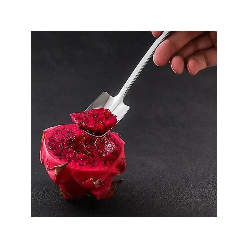 4 Stück/Set Niedliche Schaufel Teelöffel Eiswerkzeug Metall-Teelöffel Kaffeelöffel für Obst Dessert Schaufel Geschirr Besteck Löffel