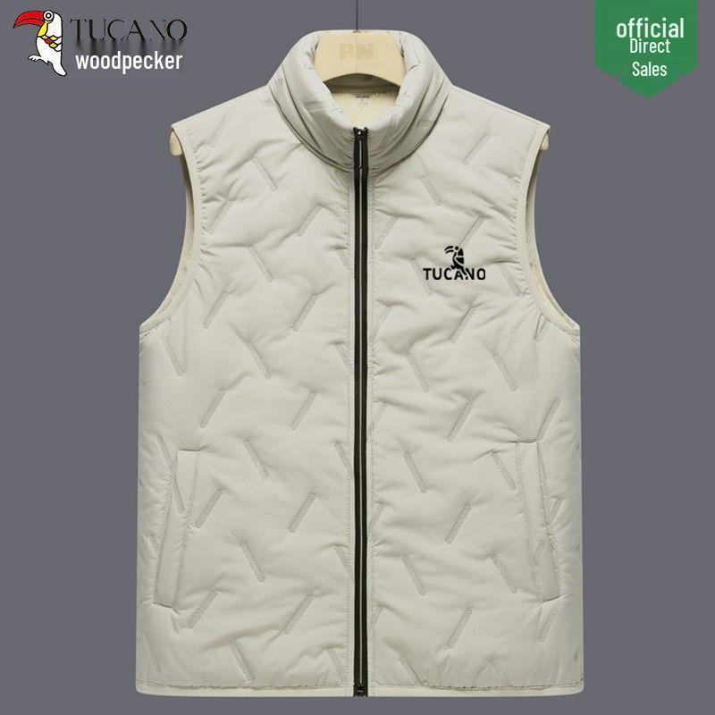 Woodpecker Unisex Lambswool Vest: Autumn/Winter Fleece-Lined, Thick, Stand Collar, Casual & Warm Jacket