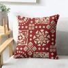 Red Bohemian Style Cushion Cover Natural Linen Organic Fabric Double-Sided Printing Breathable Perfect For Home Decor