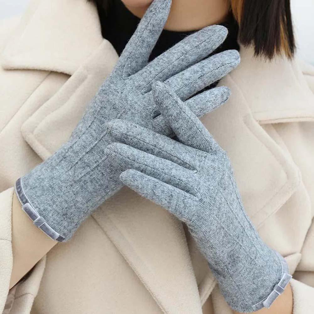 Bow Anti-cold Mittens Soft Elasticity Finger Mittens Gift Soft Thickened Gloves Daily