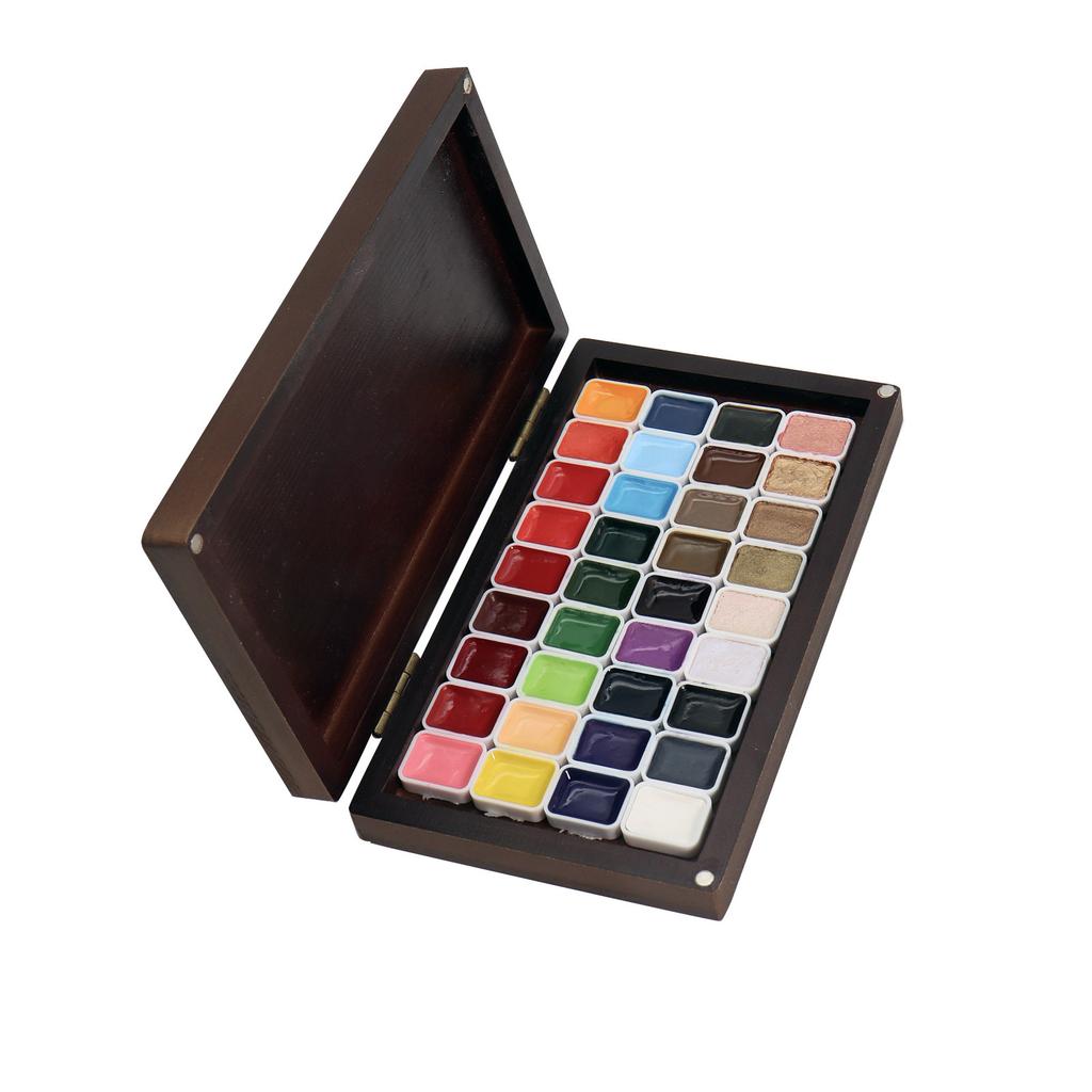 36-kleur Parelmoer Solide Waterverf Pigment Universeel Alles-combinerend Nagel Schilderij, Verstrengeld Bloemen Vlek Kleurstof Doos